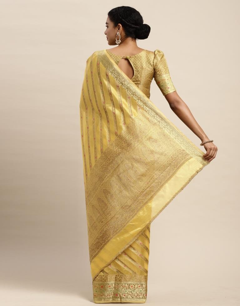 Mustard Yellow Organza Saree