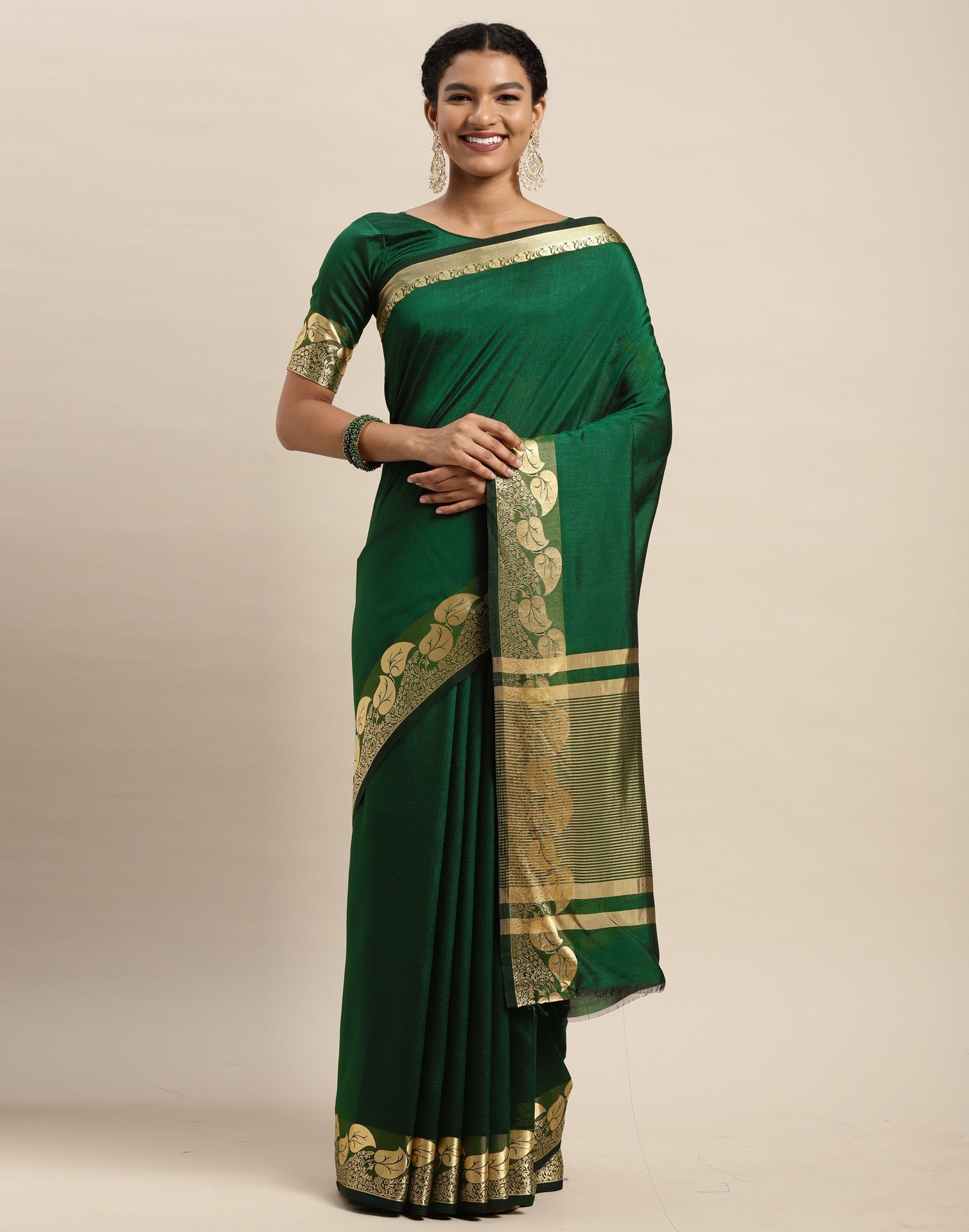 Bottle Green Silk Saree