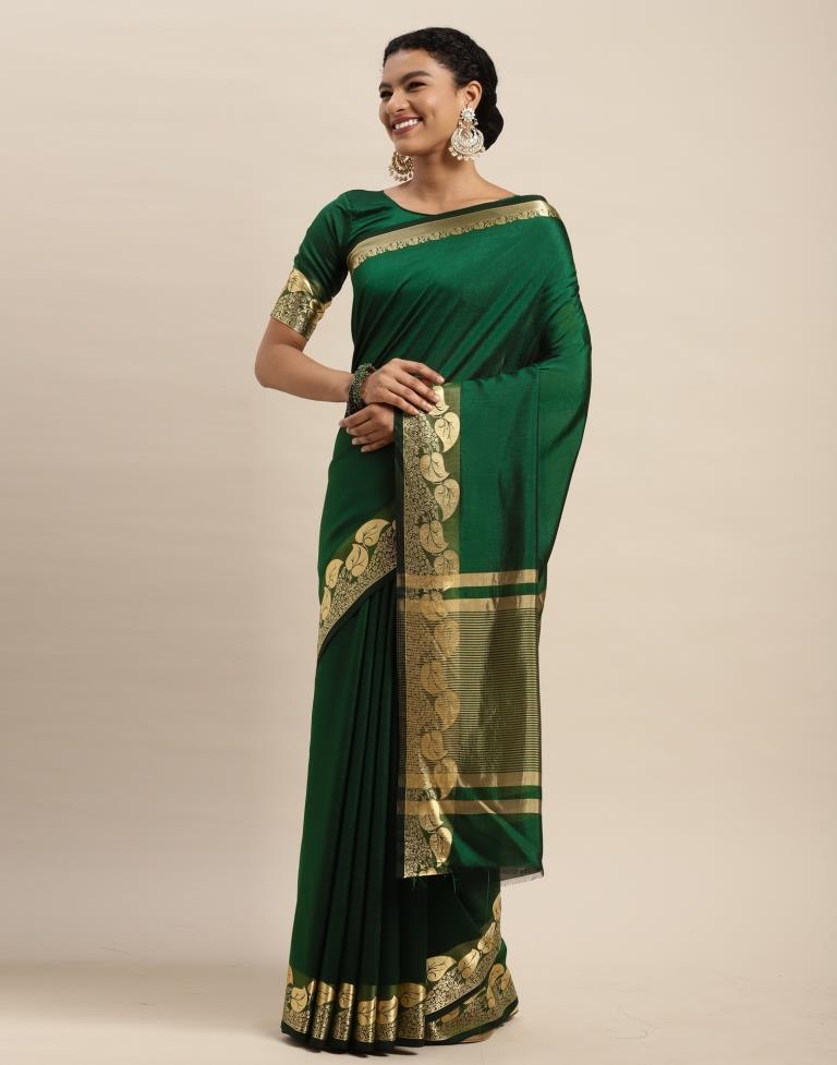 Bottle Green Silk Saree