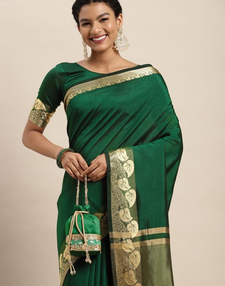 Bottle Green Silk Saree