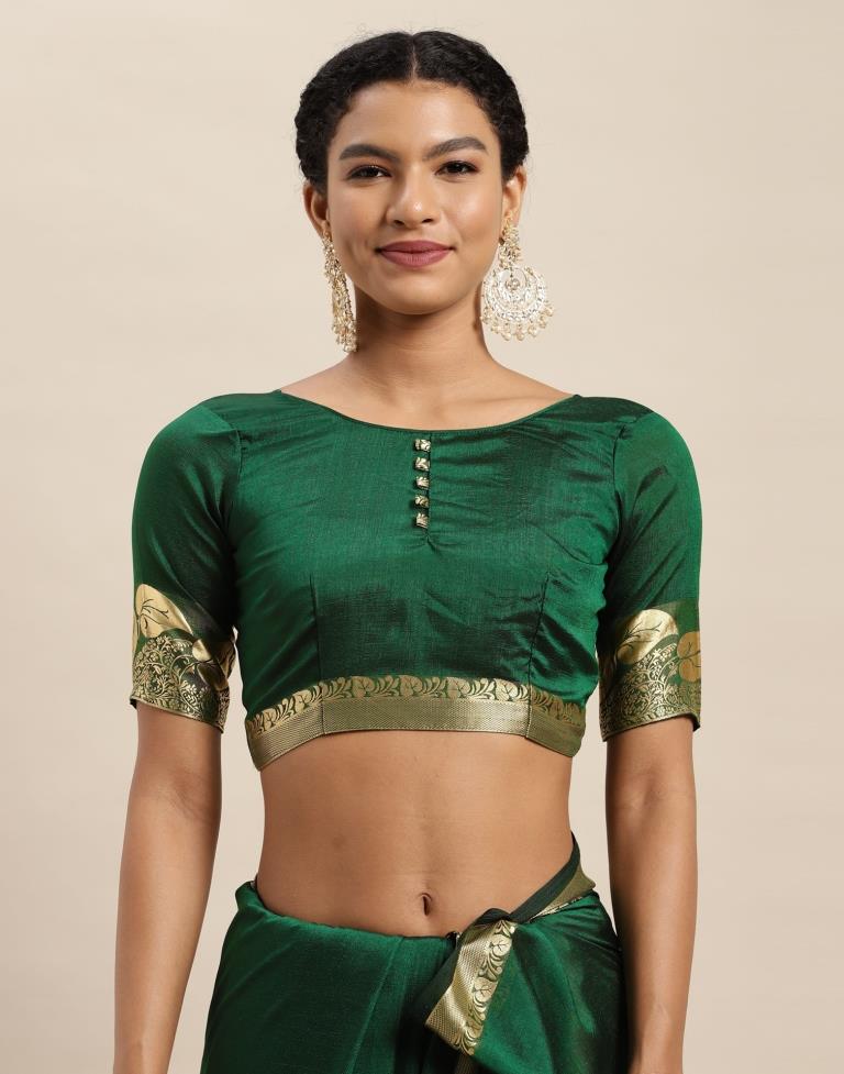Bottle Green Silk Saree