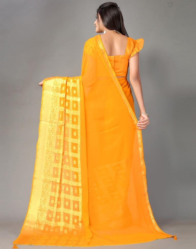 Turmeric Yellow Chiffon Saree