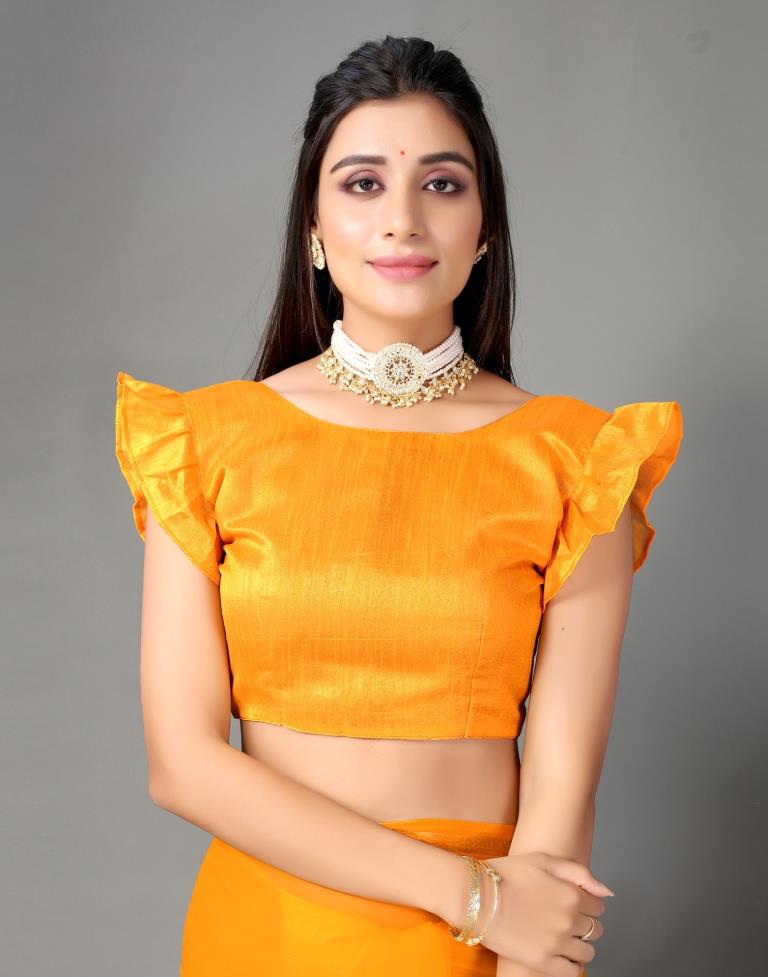 Turmeric Yellow Chiffon Saree