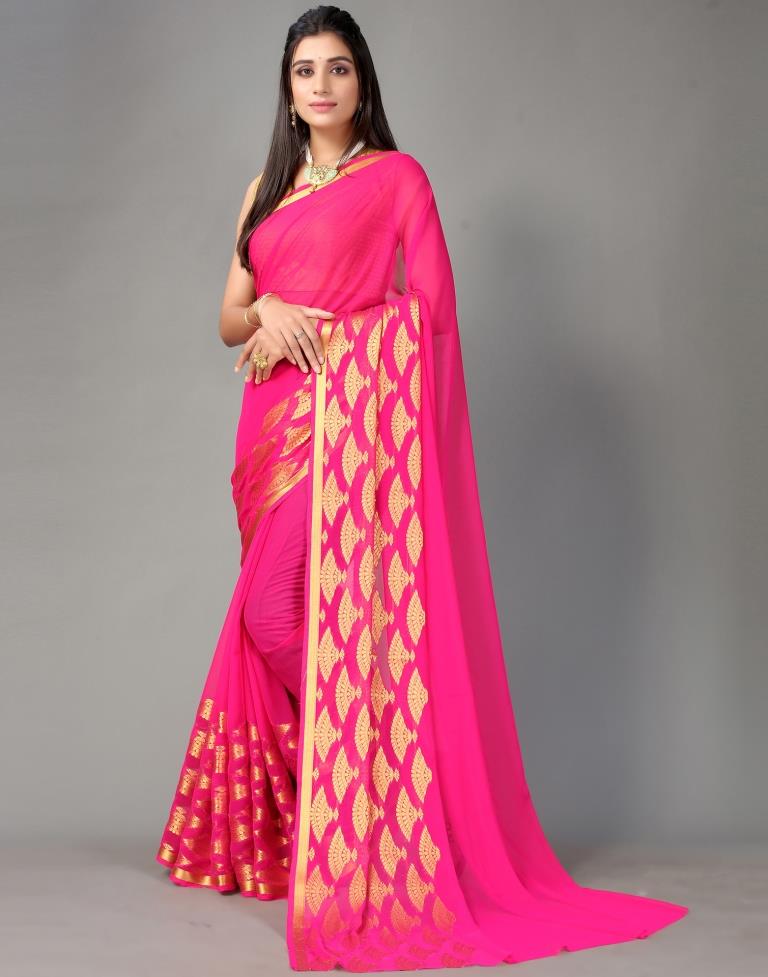 Rani Pink Chiffon Saree