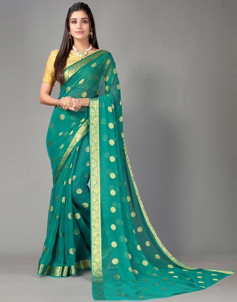 Rama Green Chiffon Saree