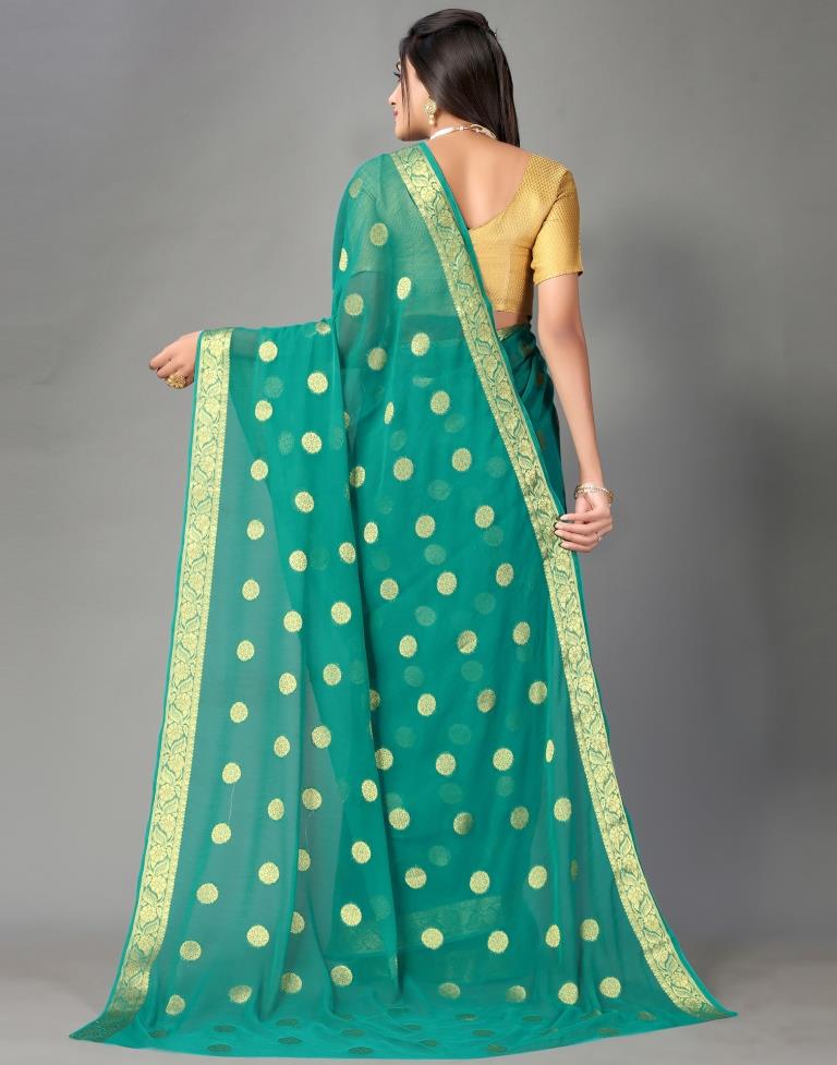 Rama Green Chiffon Saree