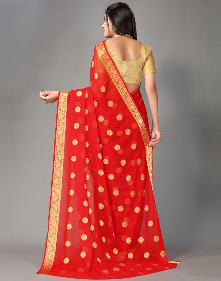 Red Chiffon Saree