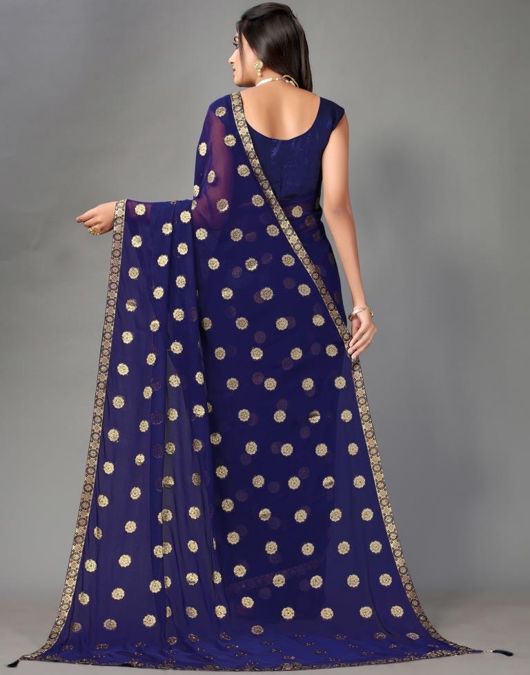 Navy Blue Chiffon Saree