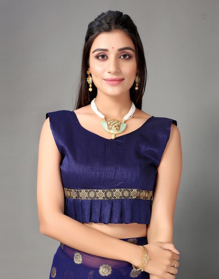 Navy Blue Chiffon Saree