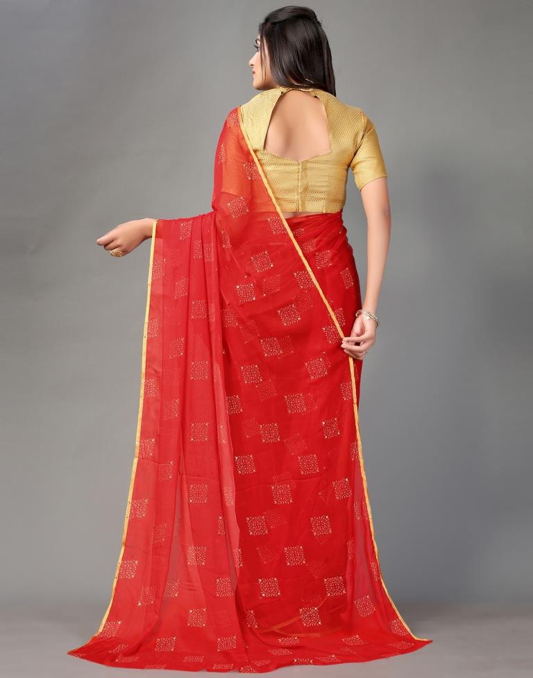 Red Chiffon Saree
