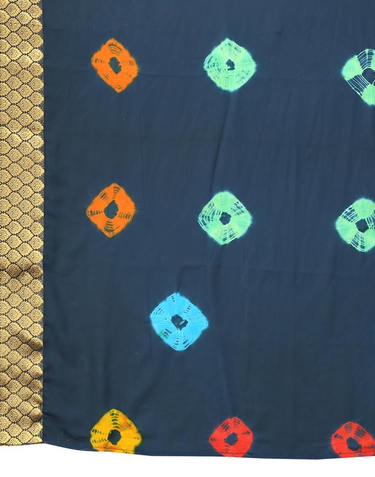 Navy Blue Printed Saree