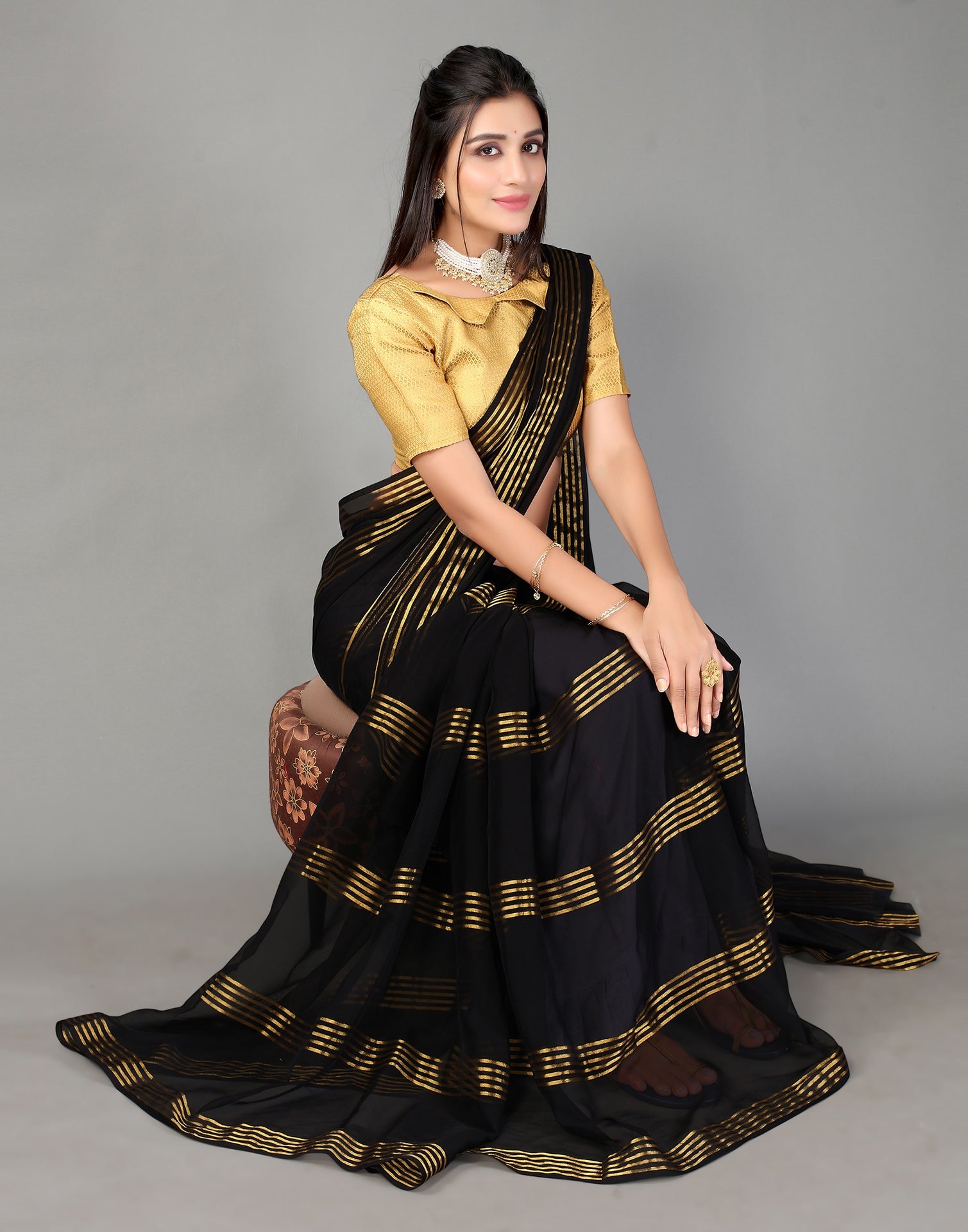 Black Chiffon Saree