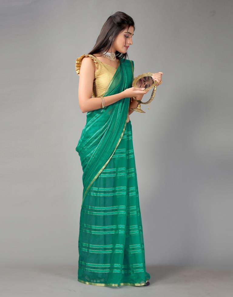Rama Green Chiffon Saree