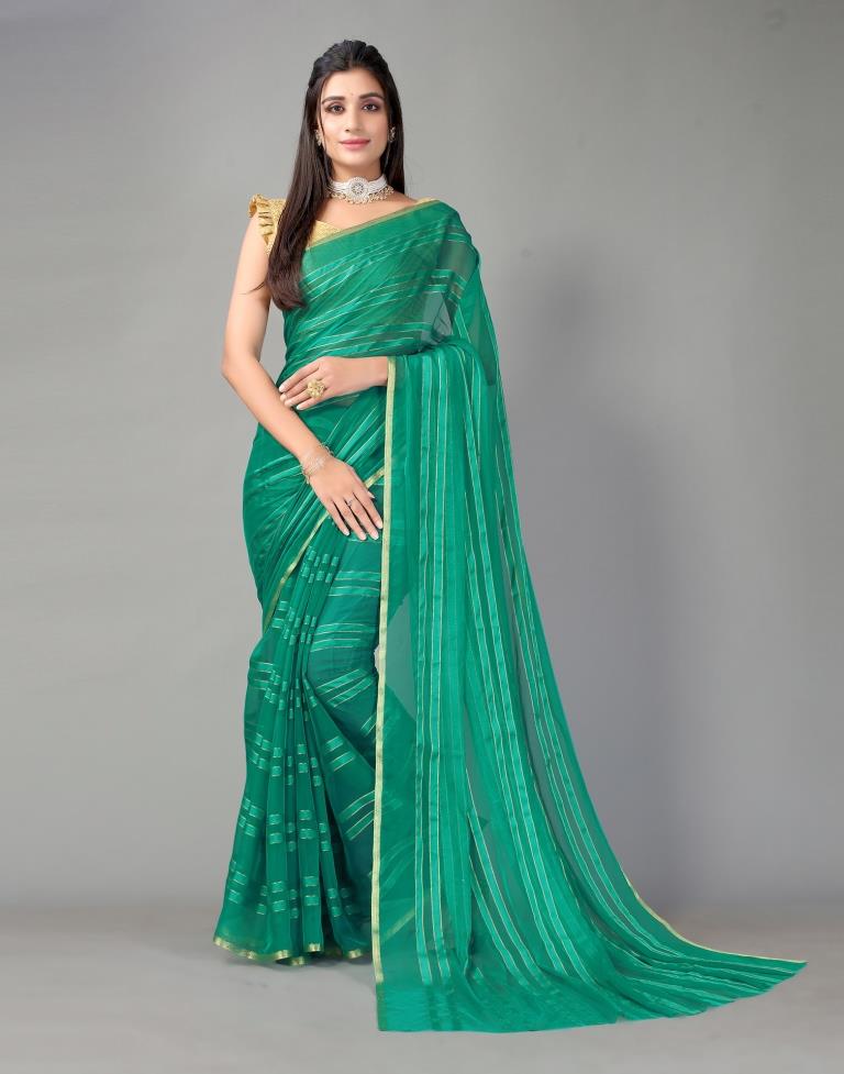 Rama Green Chiffon Saree