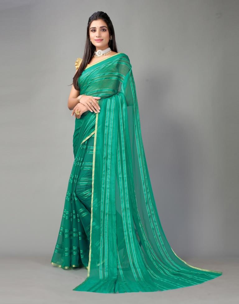 Rama Green Chiffon Saree