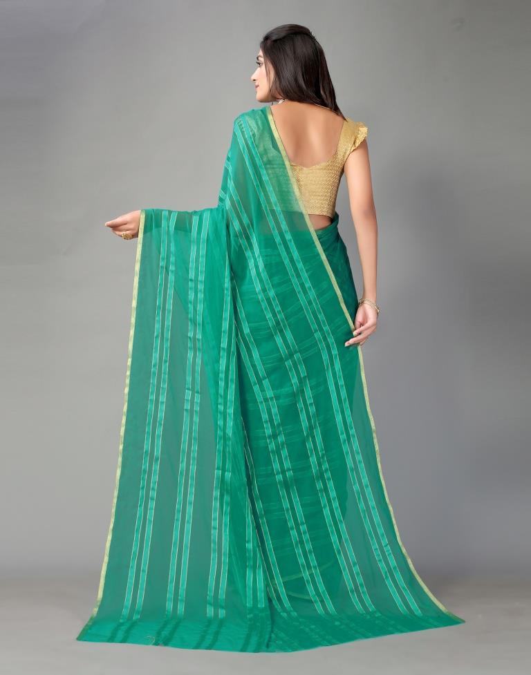 Rama Green Chiffon Saree