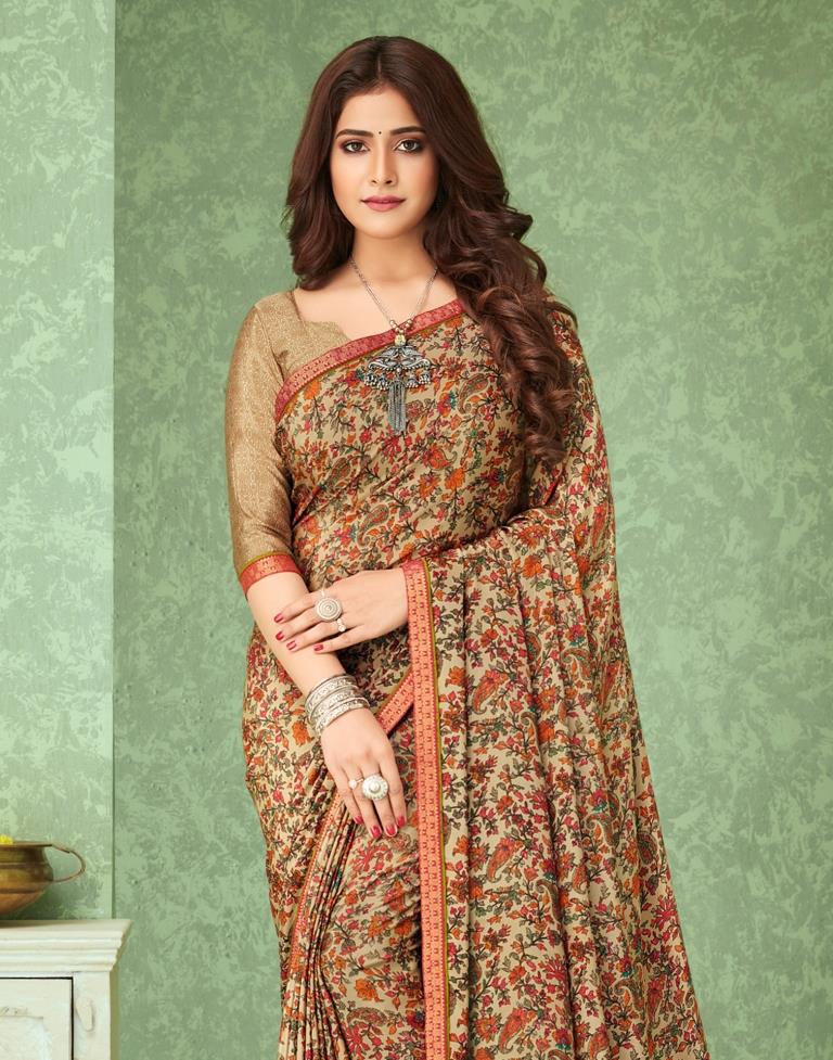 Beige Silk Saree