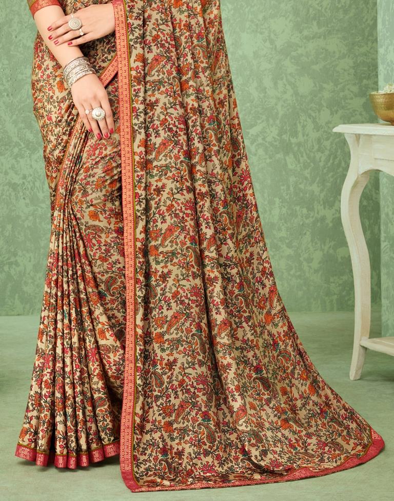 Beige Silk Saree
