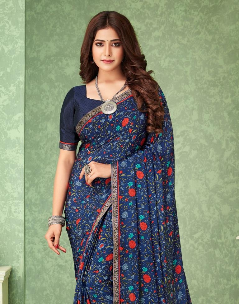 Navy Blue Silk Saree