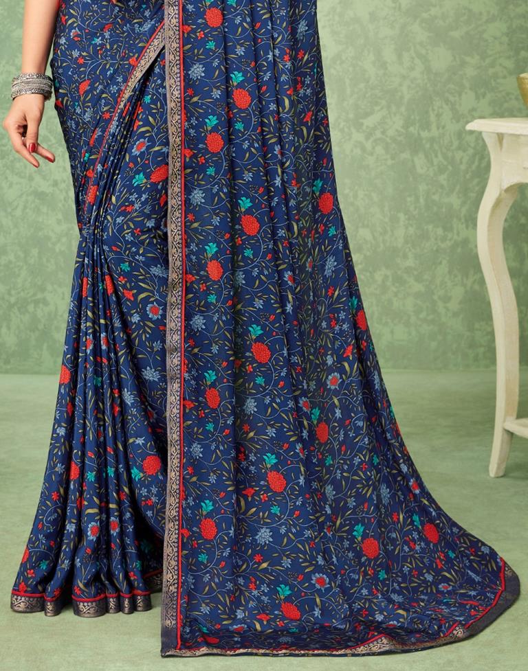 Navy Blue Silk Saree