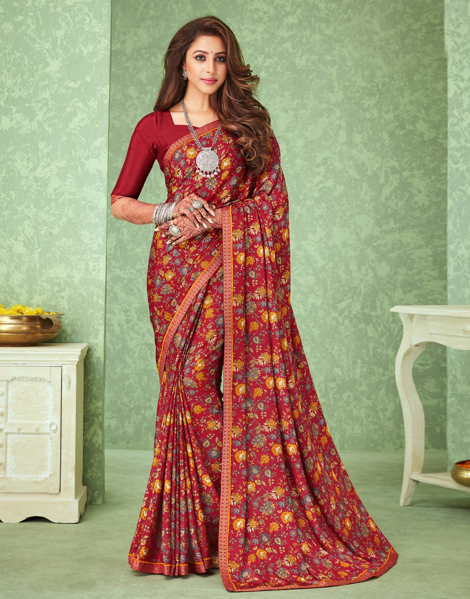 Maroon Silk Saree