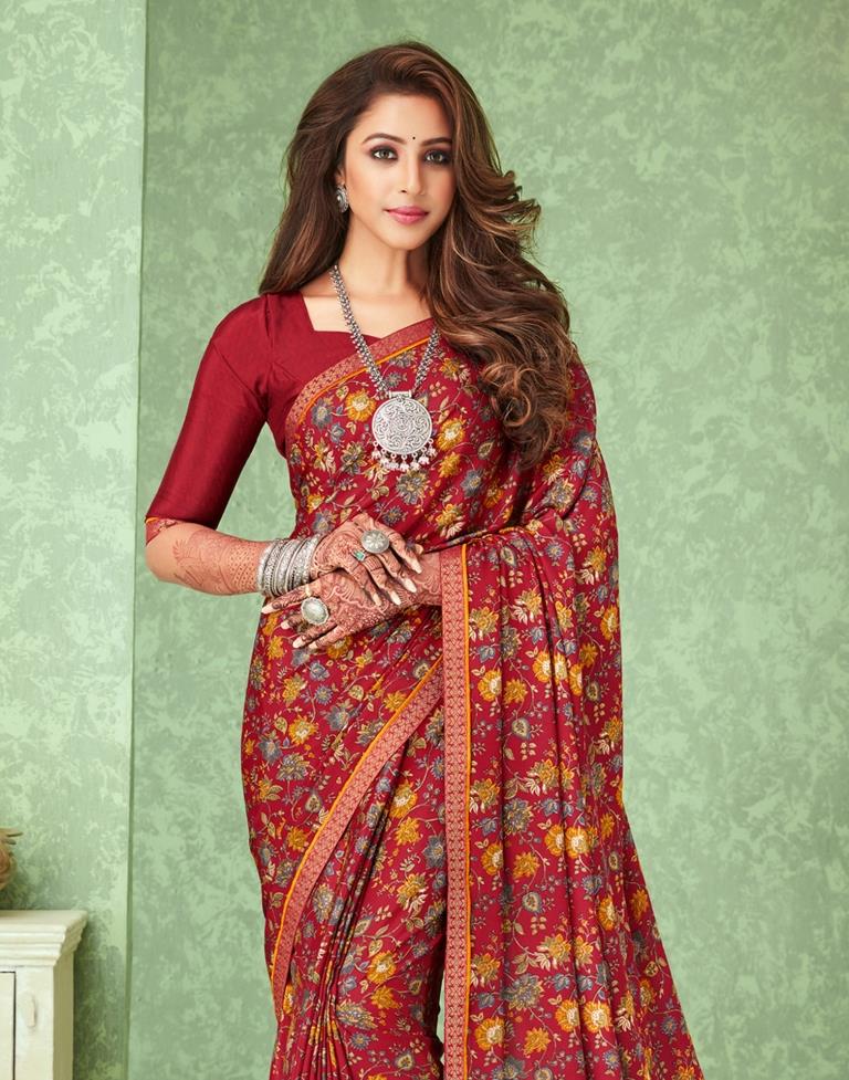 Maroon Silk Saree