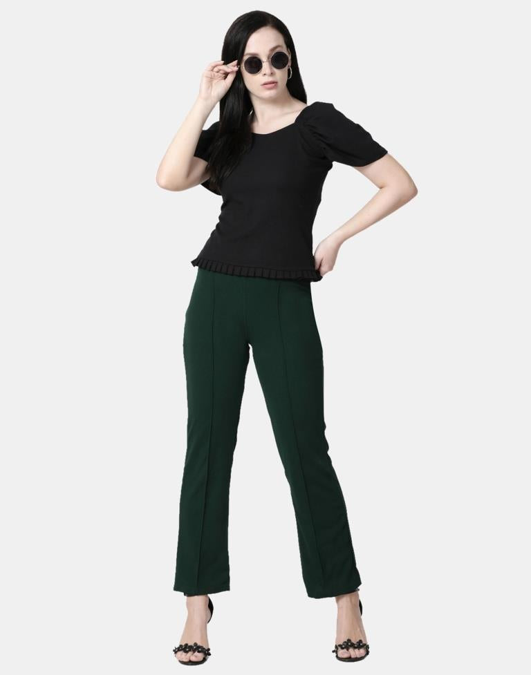 Black Colored Lycra Knitted Top | SLV239TK4091