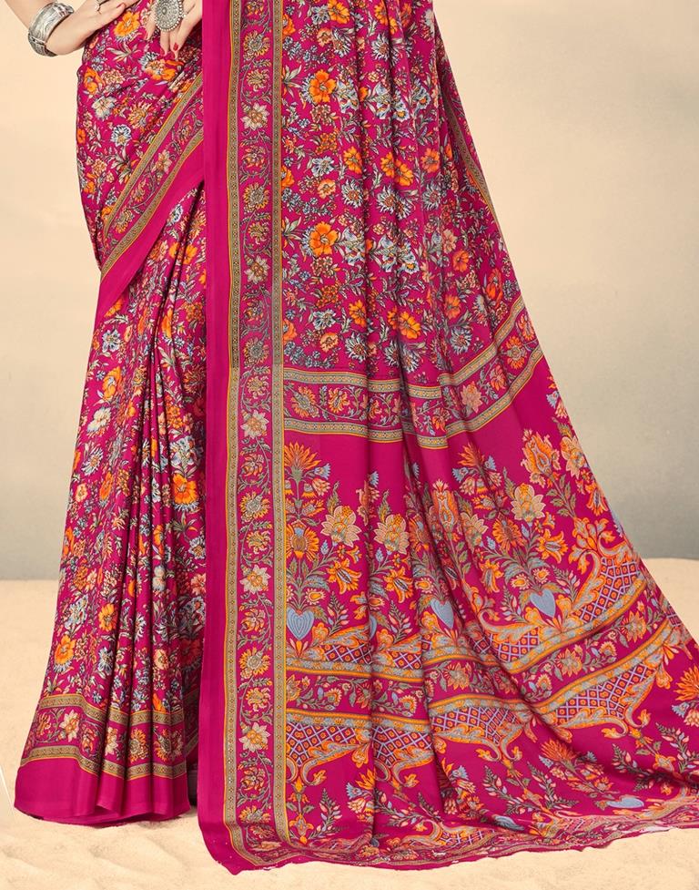 Dark Pink Silk Saree