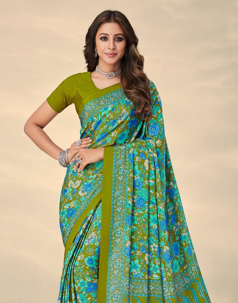 Olive Green Silk Saree
