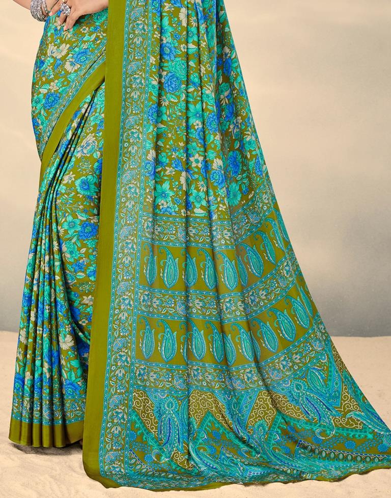 Olive Green Silk Saree