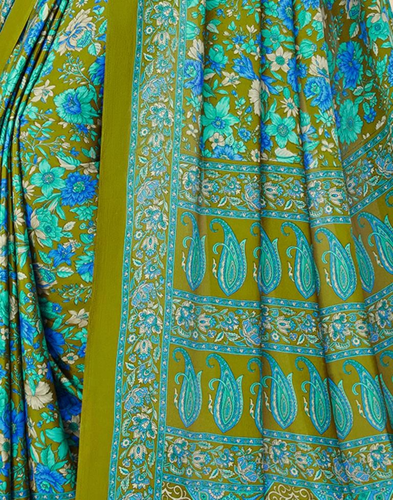 Olive Green Silk Saree