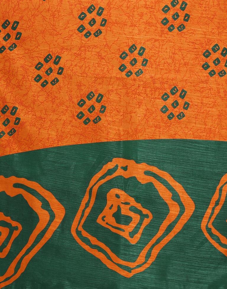 Dark Orange Bandhani Cotton Saree
