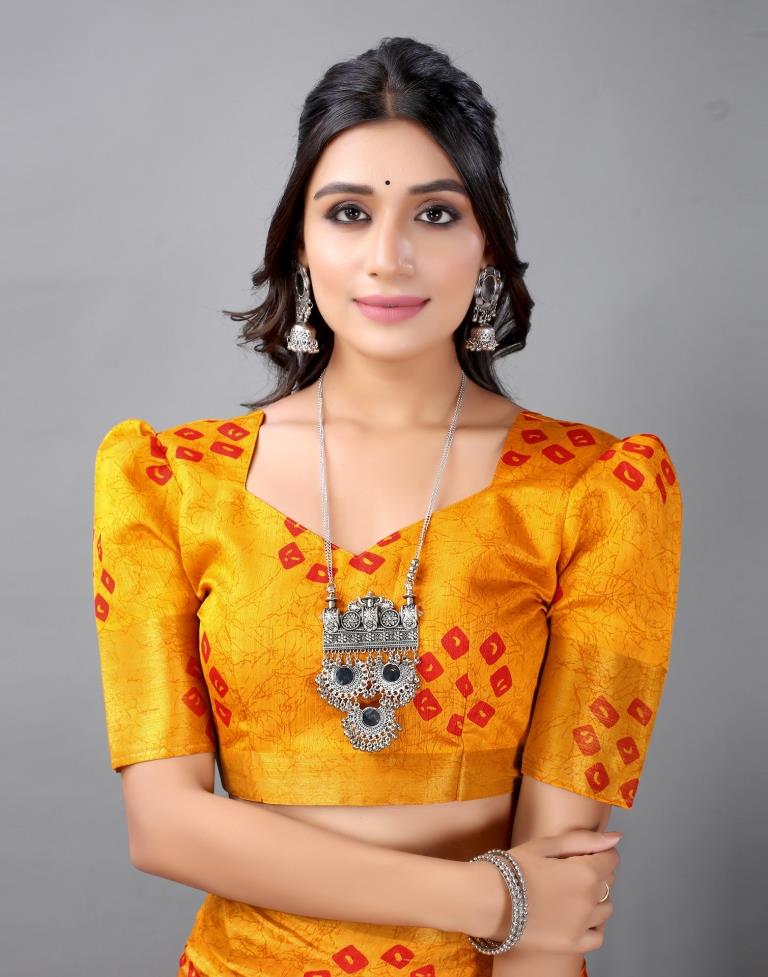 Turmeric Yellow Bandhani Cotton Saree