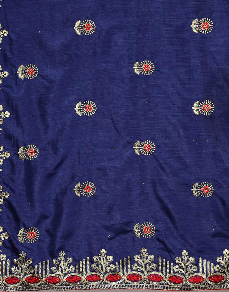 Navy Blue Embroidery Saree
