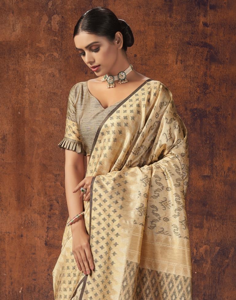 Beige Silk Saree