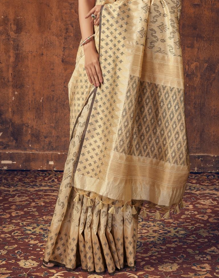 Beige Silk Saree