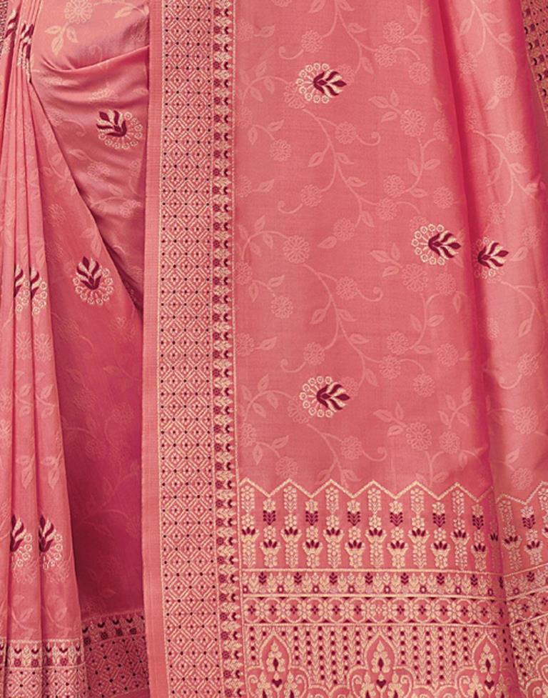 Rose Pink Silk Blend Saree