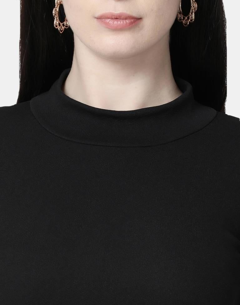 Black Colored Lycra Knitted Top | SLV240TK5001