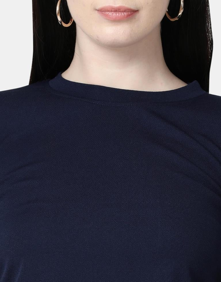 Blue Colored Lycra Knitted Top | SLV240TK5006