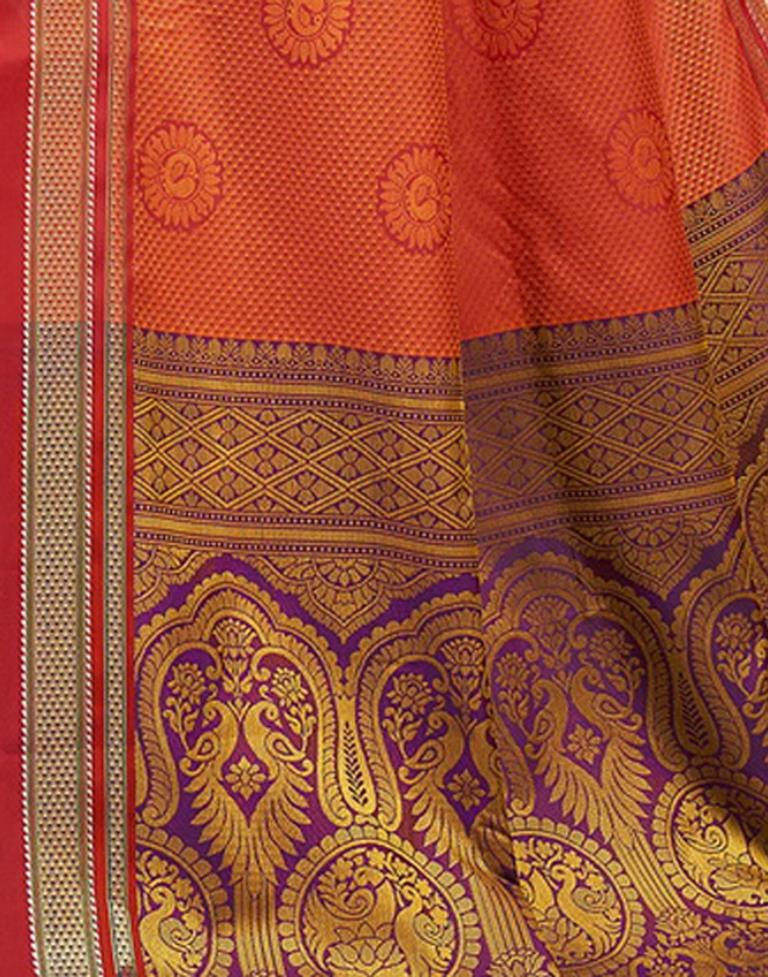 Orange And Red Silk Saree