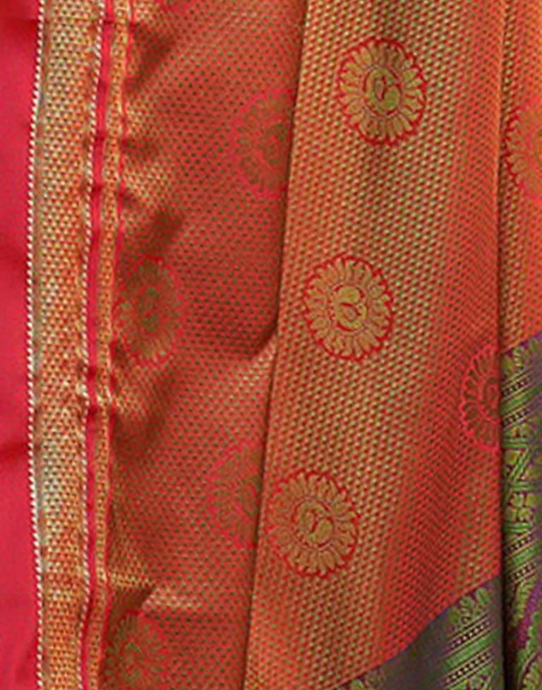 Greenish Red Silk Saree