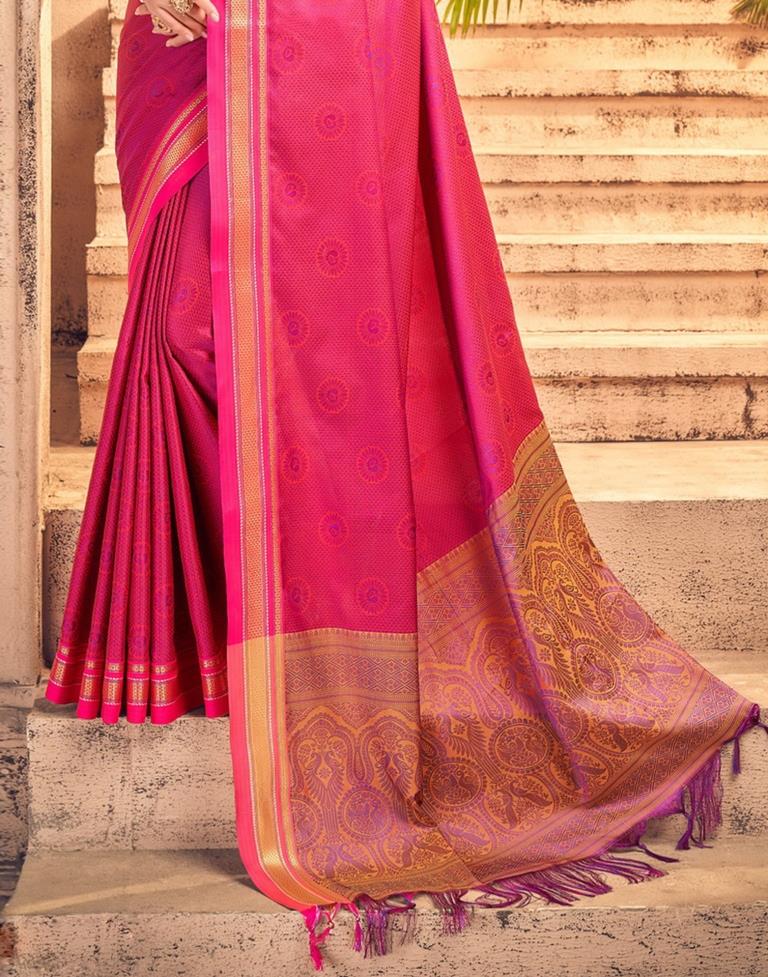 Rani Pink And Purple Silk Saree