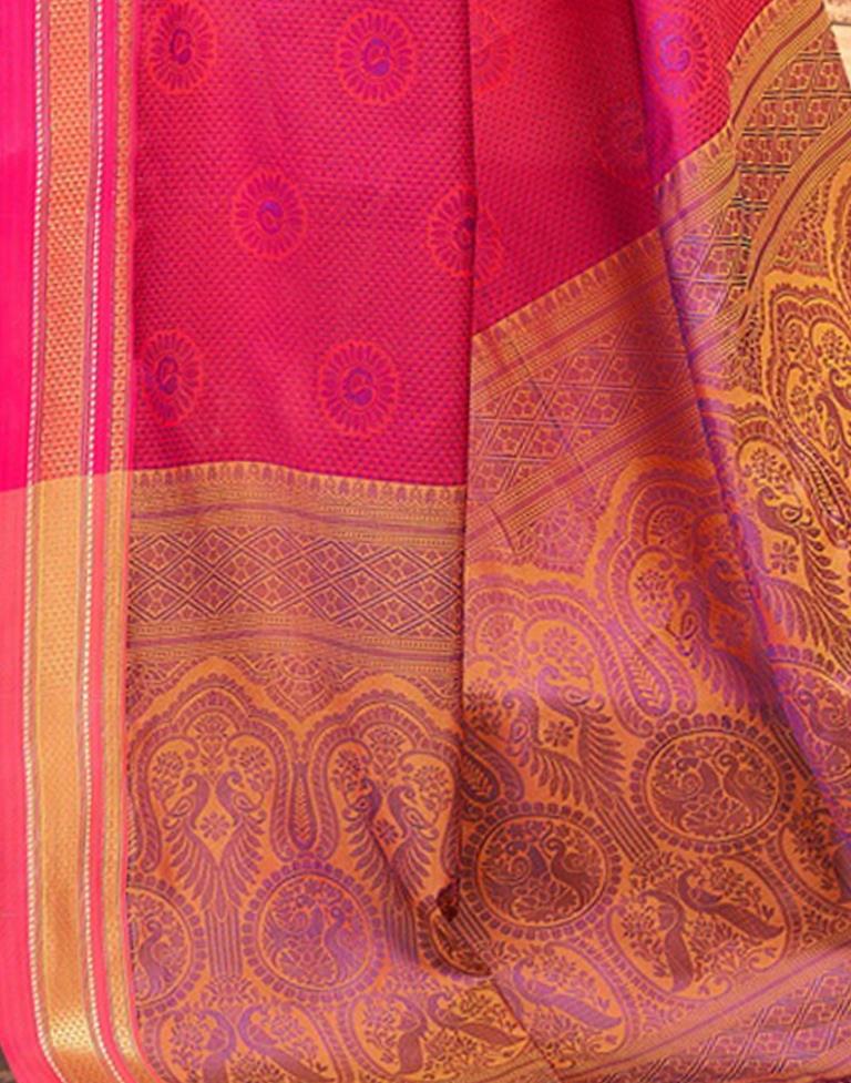 Rani Pink And Purple Silk Saree