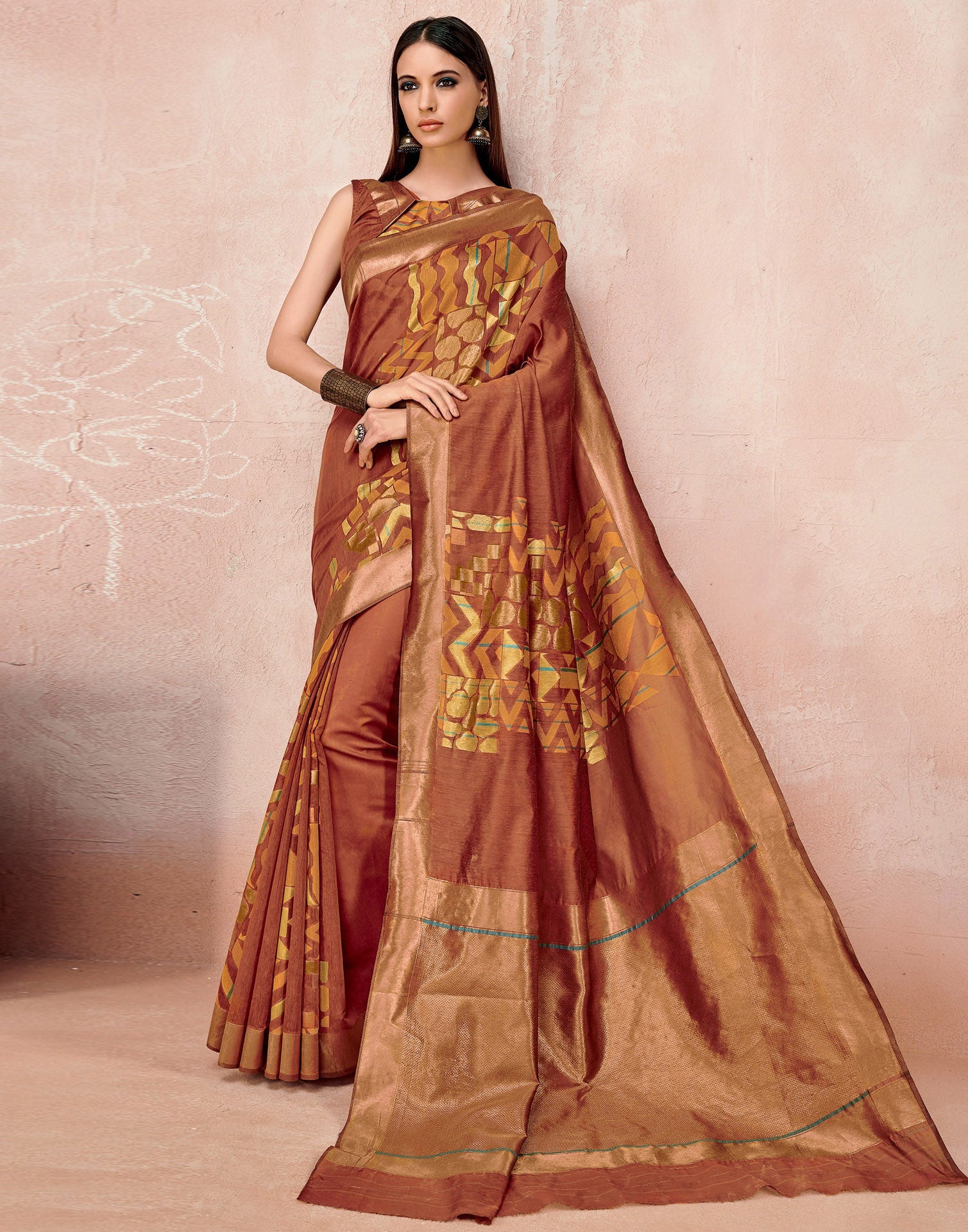 Rust Cotton Saree
