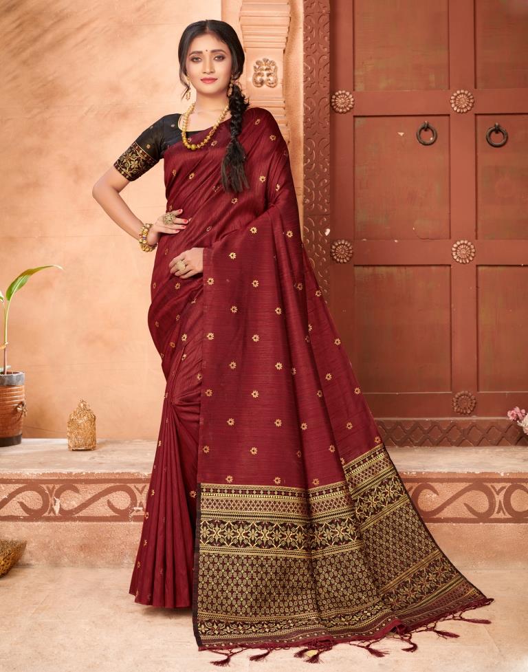 Maroon Silk Saree