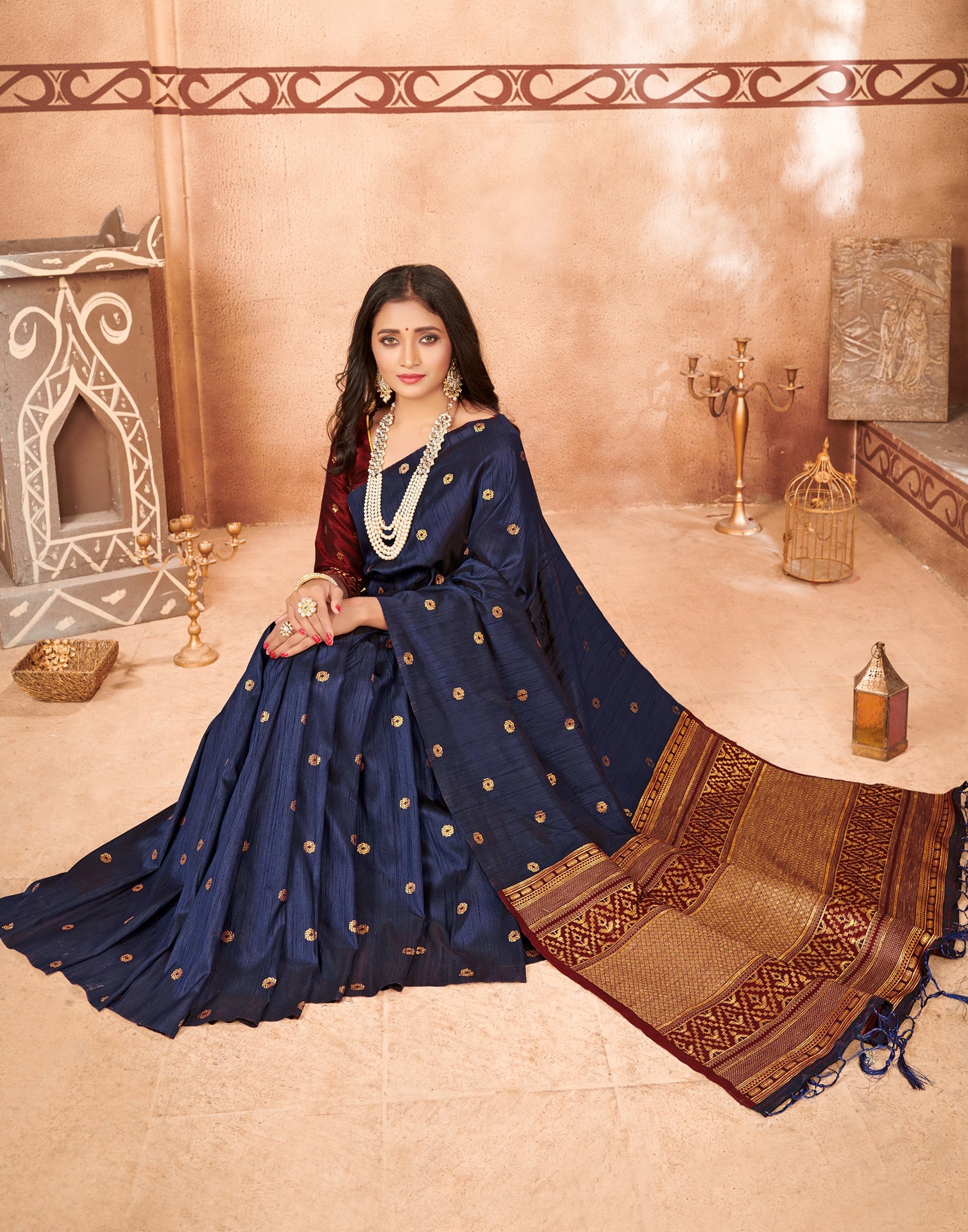 Navy Blue Silk Saree