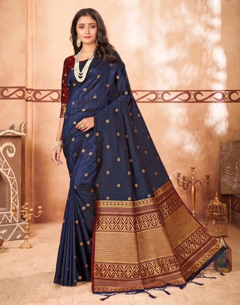 Navy Blue Silk Saree
