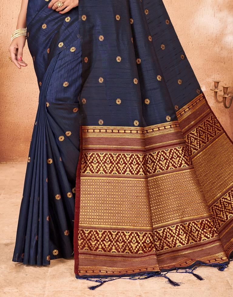 Navy Blue Silk Saree