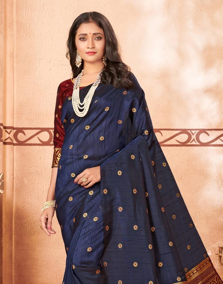 Navy Blue Silk Saree