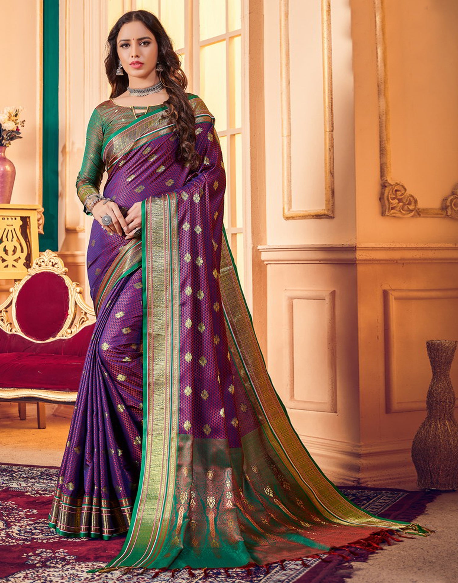 Violet Silk Saree